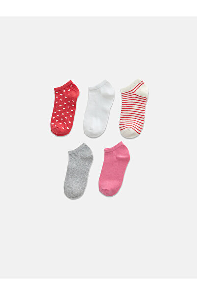 LC Waikiki Two Mt Shop Quality Pink Patterned 5-Pack Women's Bootie Socks
