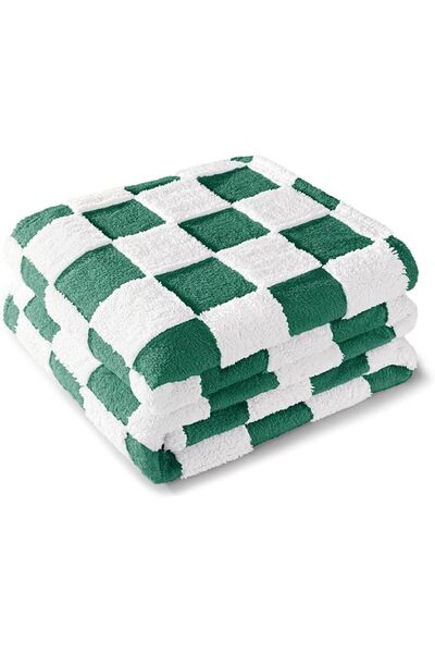 Exclusivo Mezcla Fleece Checkered King Blanket for Bed, 264x228 CM, Black