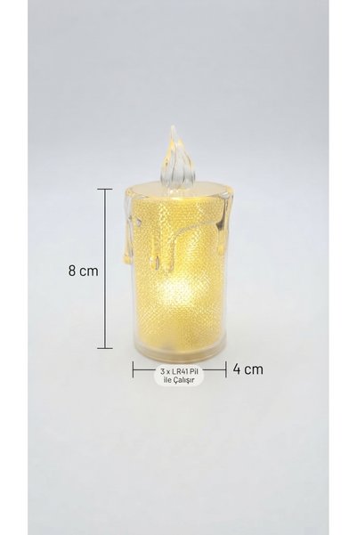 madamini Pilli Dekoratif LED Mum (8x4 cm), 3 x LR41 Pil ile Çalışır, Küçük Bo...