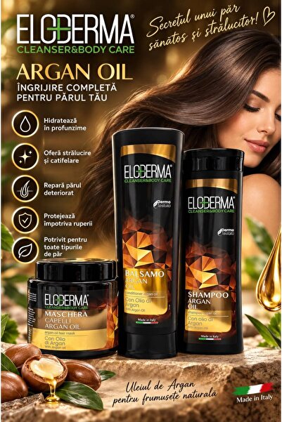 Eloderma Σετ Μαλλιών Αργκάν – Σαμπουάν 300 ml, Μαλακτική Κρέμα 300 ml και Μάσ...