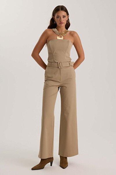 NOK İSTANBUL Selena Straight Cut Pant Beige