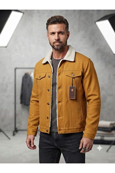 WKM Men's Regular Fit Fur-Lined Denim Jacket