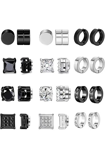 wisfunlly 12 Pairs Stainless Steel Magnetic Stud Earrings for Men Women, Non ...