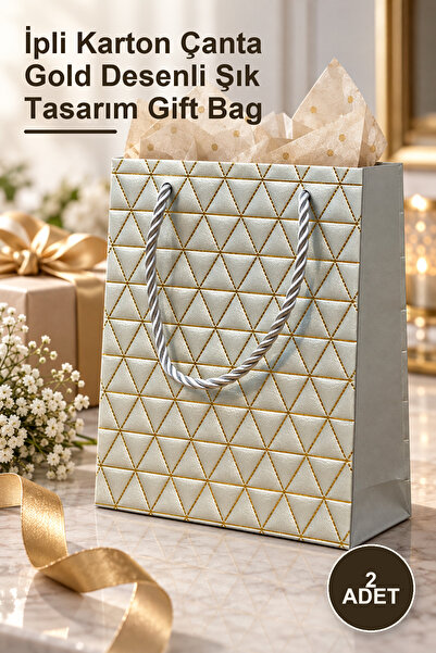 Yenilig 2 Pieces of Small Size Gray Cardboard Gift Bags – Cardboard Bags with...