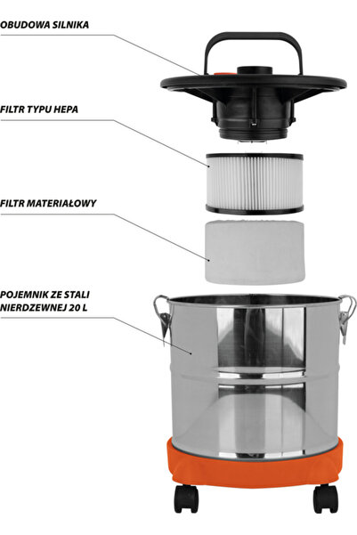 Toya ASPIRATOR PENTRU CINĂ DE LA ȘEMINȚE ȘI GRĂTARE 20L 800W FILTRU HEPA ROȚI