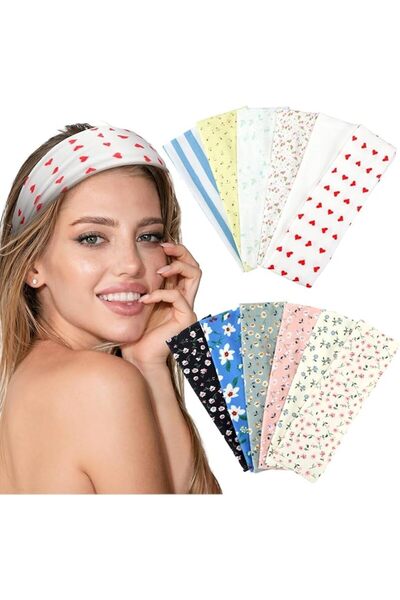 TERRIFI Floral Headbands for Women, Non-Slip Elastic Hair Bands, Soft Fabric ...