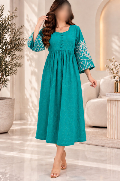 RONZA Cotton Embroidered Midi Jalabiya