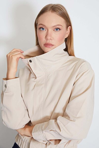 Fulla Moda Gizli Fermuarlı Çıtçıtlı Polo Yaka Salaş Ceket