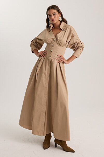 NOK İSTANBUL Tailored Grace Dress Beige
