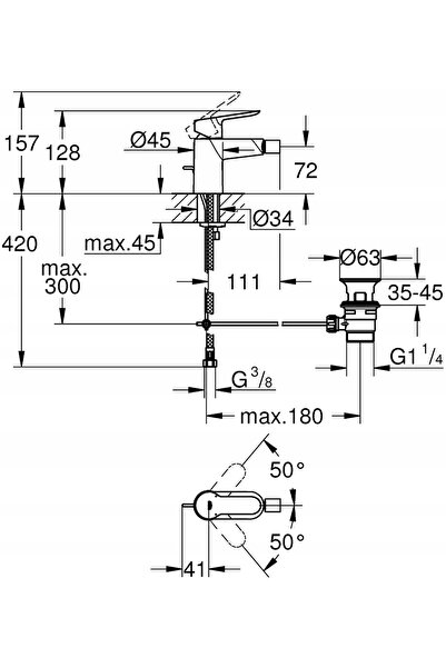 Grohe BauEdge Robinet de bideu 23331000 Crom