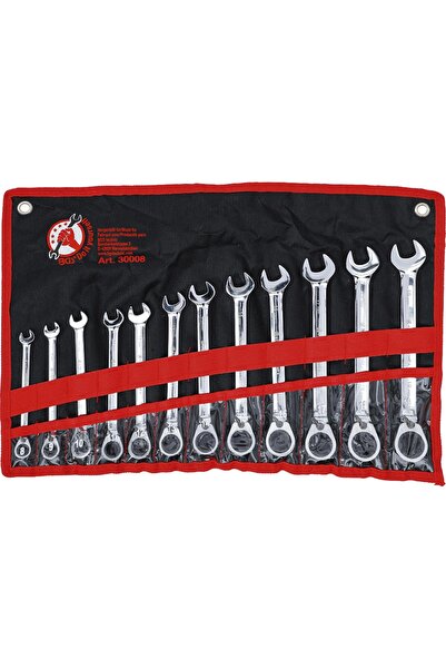 BGS technic Set de chei fixe cu clichet, 8-19mm, 12 bucăți, cu comutator