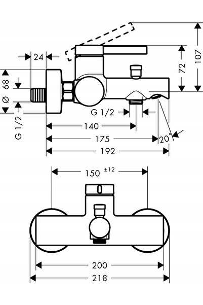 Hansgrohe Baterie de cadă murală Zesis S 74420000 Crom