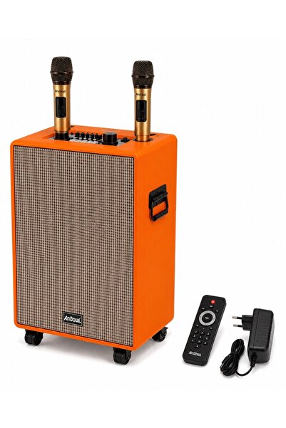 Mihai Boxă portabilă de karaoke Andowl 12 MAX cu 2 microfoane wireless Blueto...