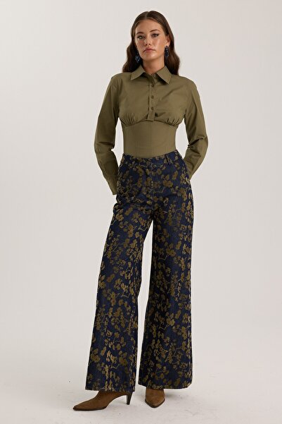 NOK İSTANBUL İconic Denim Blossom Pants Denim-Green