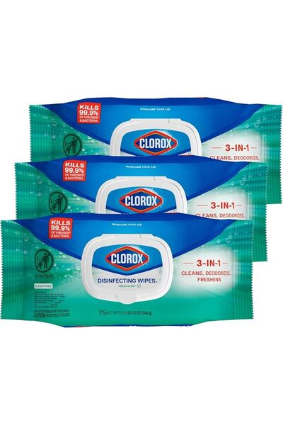 CLOROXY Clorox Disinfecting Bleach Free Cleaning Wipes, 75 Wipes, Pack Of 3 (...