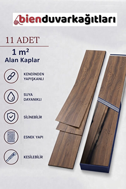 Bien Home 11 Adet, 60x15 Cm 1 m² Açık Gri Meşe, Gri-Bej Tonlarında Esnek Yıkanabilir Kesilebilir Silinebilir Zemin Duvar Parke Yer Döşemesi Kendinden Yapışkanlı PVC Zemin Kaplaması -Z003
