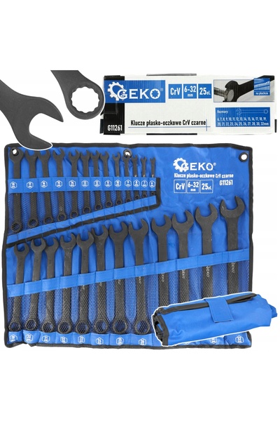 GEKO Set de chei combinate 6-32mm, negre