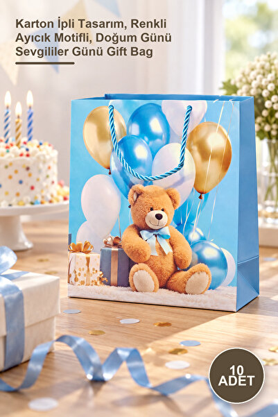 Yenilig 10 Pieces of Small Teddy Bear Gift Bags – Cardboard Drawstring Design...