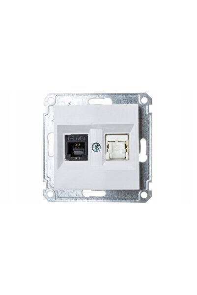 hager Priză computer/telefon Lumina albă WL2210