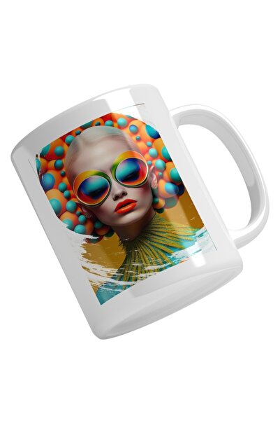 INOVATIX Personalized white mug, Carnival Queen Portrait, Sunglasses, Bizarre...