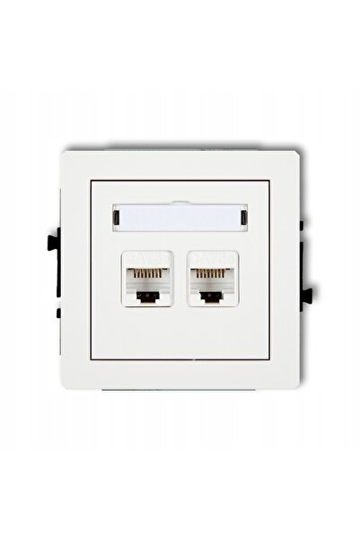 KARLIK DECO Priză de calculator dublă 2xRJ45 cat 6 albe lucioase DGK-4