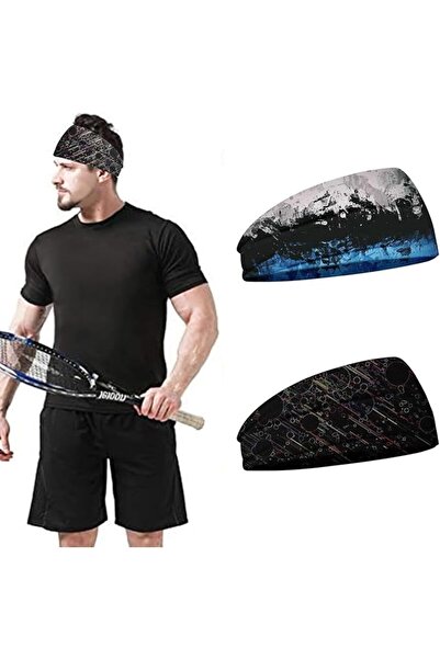 GENERAL Auboto Men's Sports Headband, 2-Pack Moisture-Wicking Headbands, Comf...