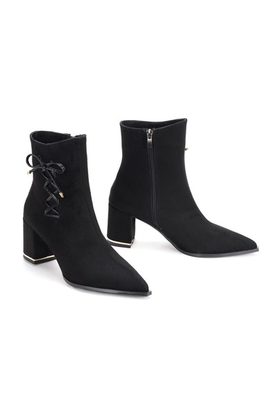 DARUGA Women's Lace-Up Detailed Pointed Toe Heeled Boots – Stylish Ankle Boot...