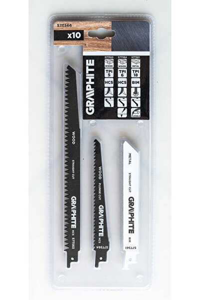 graphite Set de 10 lame de ferăstrău alternativ HCS BIM