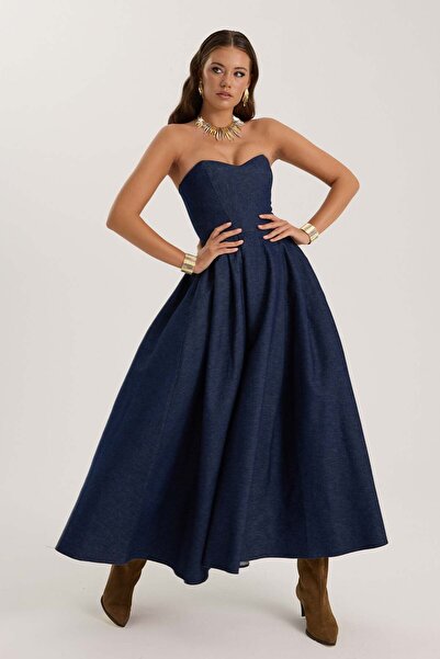 NOK İSTANBUL Charlotte ICON Denim Dress DARK BLUE