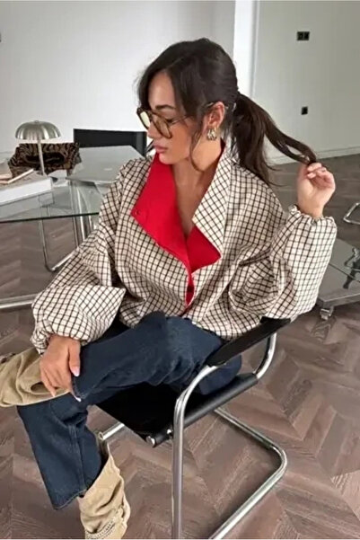Eka Women's Garnished Plaid Bomber Jacket 3123