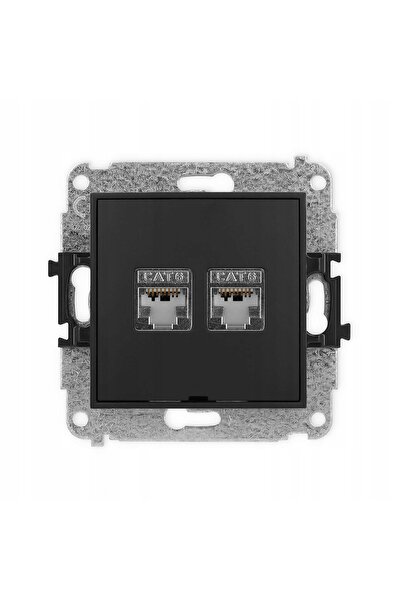 KARLIK Priză dublă de calculator MINI 2xRJ45 cat.6 negru mat 12MGKBO-6