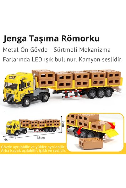 KentOyuncaK Işıklı ve Sesli Oyuncak Tır - Dorsesi Ayrılabilen Yük Taşıma Kamy...