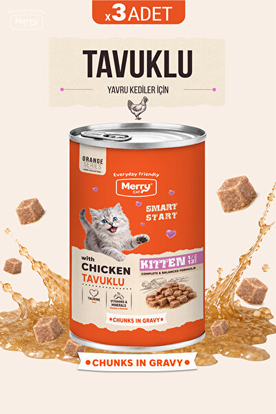 Yavru Kediler İçin Tavuklu Parça Etli Konserve Yaş Kedi Maması 400 g - 3 ADET