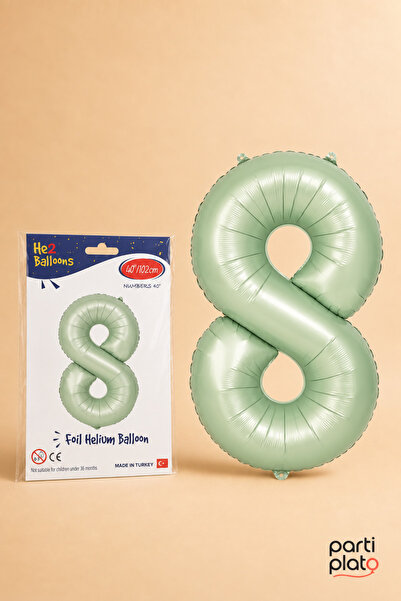 He2 Balloons بالون من رقائق الفويل باللون الأخضر المائي، رقم 8، مقاس 40 بوصة ...