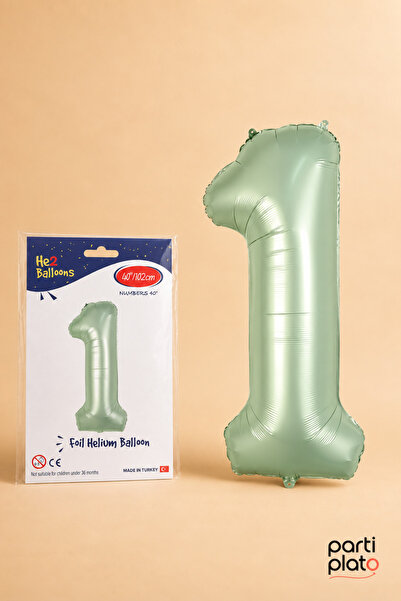 He2 Balloons بالون من رقائق الفويل باللون الأخضر المائي، رقم 1، مقاس 40 بوصة ...