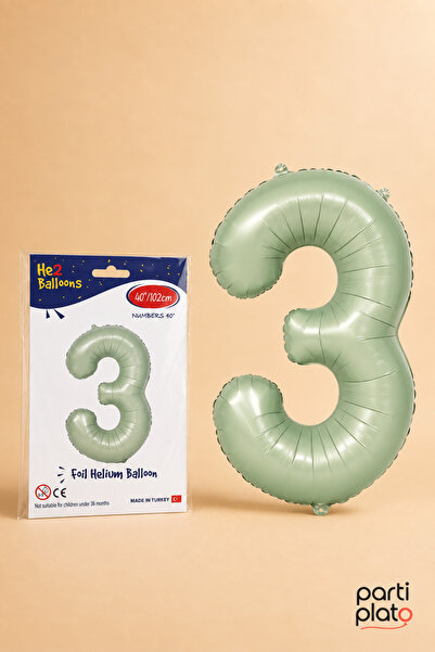 He2 Balloons Water Green Foil Balloon Number 3 40 Inch 102 Cm, Helium Compati...