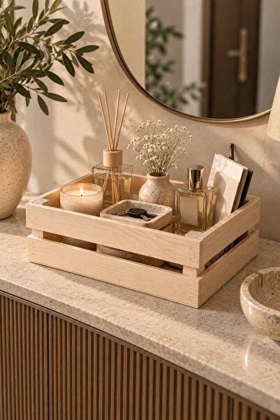 BAHARİSTİC Ahşap Dekoratif Kasa 18x27 cm Organizer Saklama ve Sunum Kasası