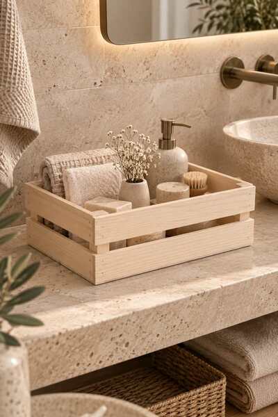 BAHARİSTİC Ahşap Dekoratif Kasa 18x27 cm Organizer Saklama ve Sunum Kasası