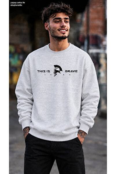 caddekombin Men's This Is Brave 1985 Written Warrior Helmet Printed Crew Neck...