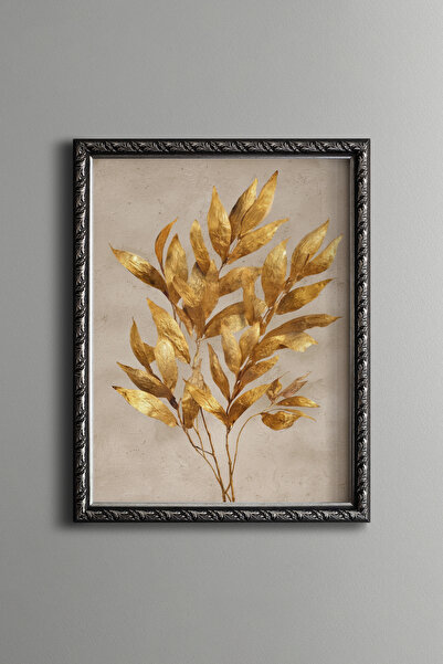 epiqart Golden Leafed Branches - Vintage Patterned Painting - Fine Model