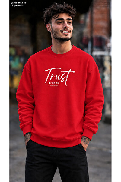 caddekombin Men's Trust in the Lord Written Calligraphic Graphic Printed Crew...