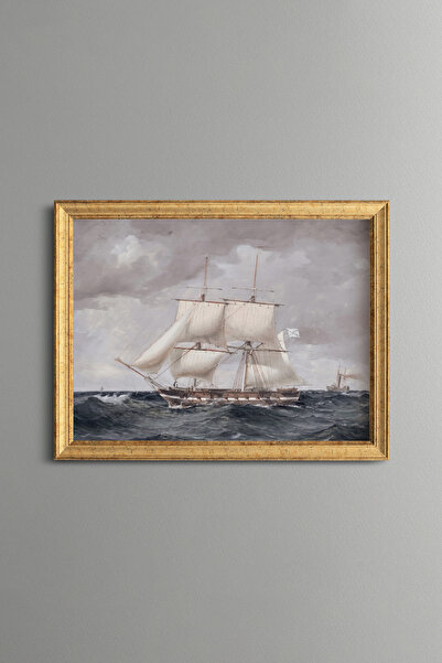 epiqart Sailing Ship and Wavy Sea - Vintage Patterned Painting - Fine Model