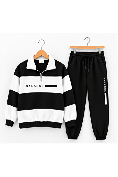 dwnwear طقم بدلة رياضية من BALANCE للجنسين بتصميم ملون وسروال رياضي بسحاب نصف...