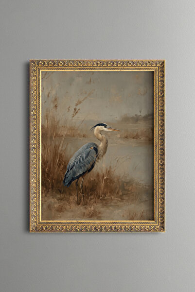 epiqart Herons - Vintage Patterned Painting - Fine Model