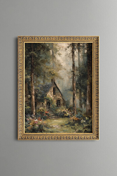 epiqart Stone House in the Forest - Vintage Patterned Painting - Fine Model
