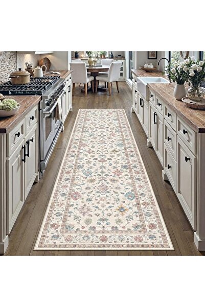 GENERAL PureCozy Vintage Hallway Runner Rug 60x240cm Non Slip Rugs Multicolor Retro Washable Long Kitchen Ca