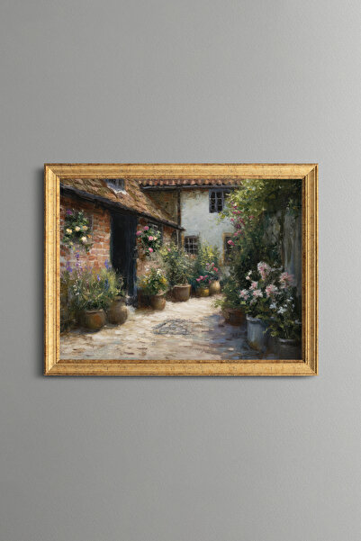 epiqart Floral Village Courtyard - Vintage Patterned Painting - Fine Model