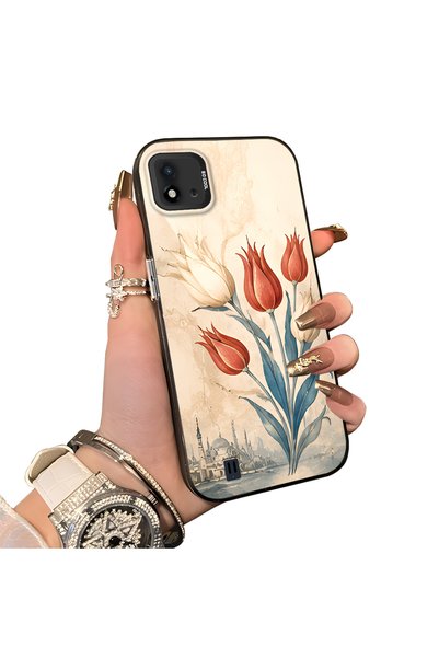 Hontinga Realme C11 2021 Compatible Silicone Edge Hard Back Case Tulip Patter...