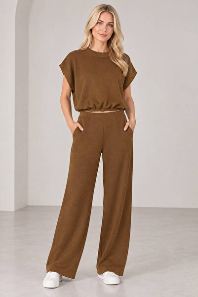 MAY MARA Women's steel knitted crop knitwear set