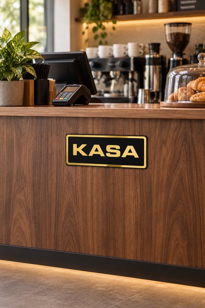 Aldebaran Reklam Kasa Written Direction Sign Black Gold Plexiglass 23X8 cm Decorative Sign